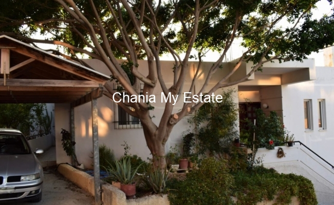 House front view garage - Detached house for sale in Agia Marina Chania Crete